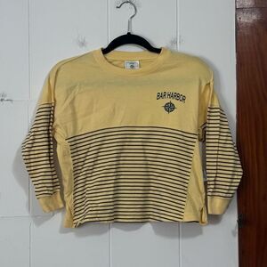 Bay Harbor Michigan Yellow Navy Striped Nautical Crop Top Size Small